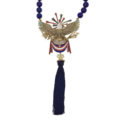 HEIDI DAUS®"Freedom Reigns" Beaded Crystal Tassel Eagle Necklace