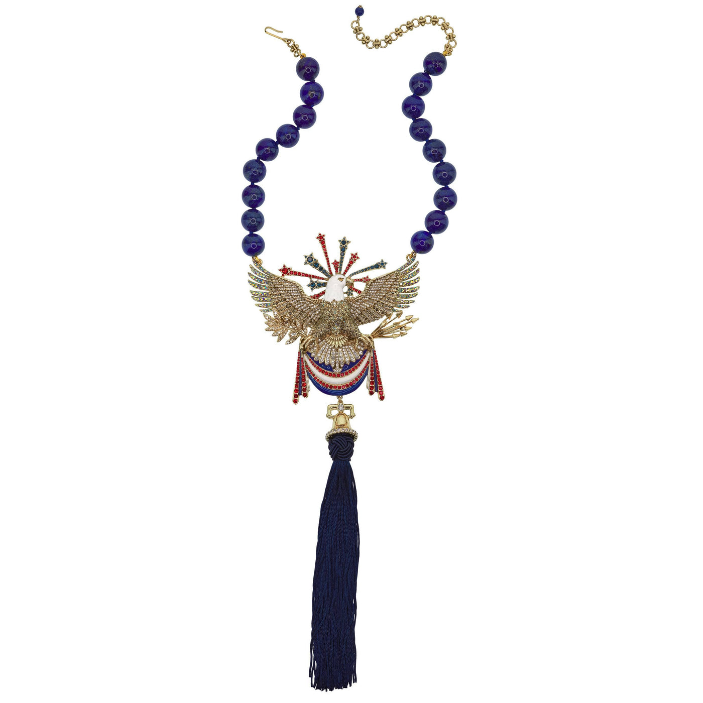 HEIDI DAUS®"Freedom Reigns" Beaded Crystal Tassel Eagle Necklace