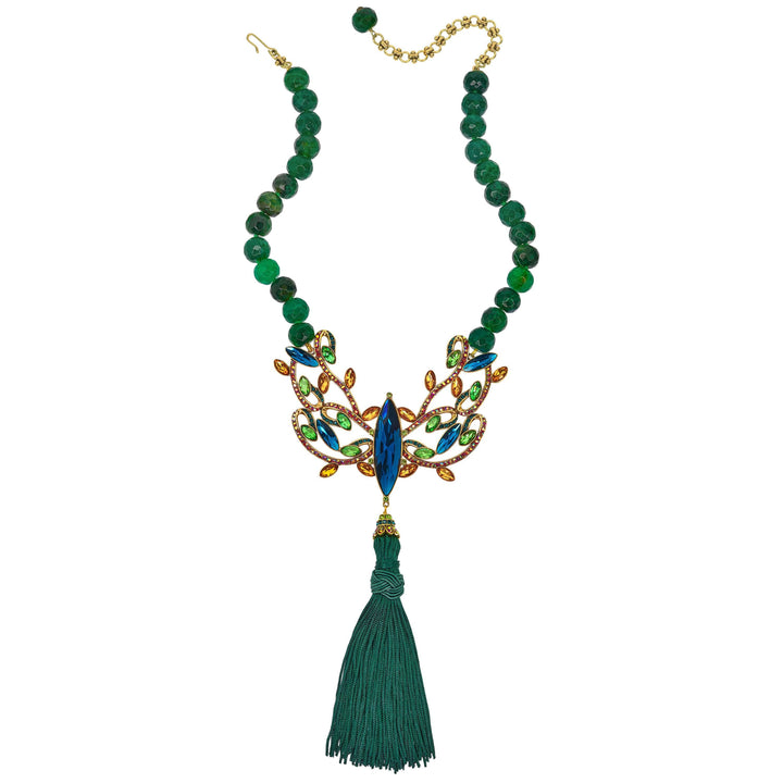 Heidi Daus®"Alluring Garden" Beaded Crystal Tassel Statement  Necklace HEIDI DAUS®