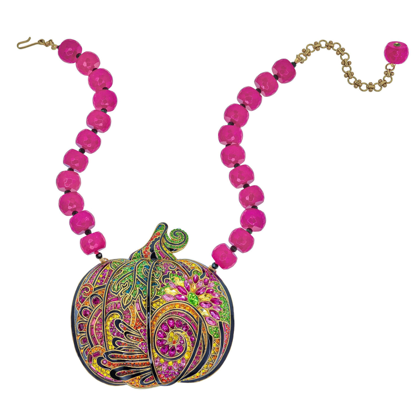 Heidi Daus®"Groovy Gourd" Beaded Crystal & Enamel Pumpkin Necklace