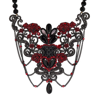 HEIDI DAUS®"Love And Roses" Beaded Crystal  & Enamel Floral Necklace