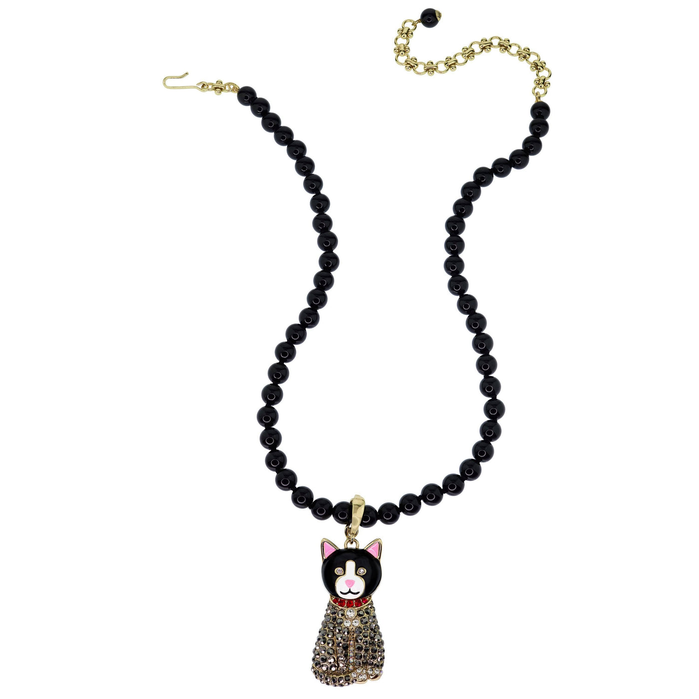 HEIDI DAUS®"Tuxedo Cat" Beaded Crystal & Enamel Enhancer Cat Necklace