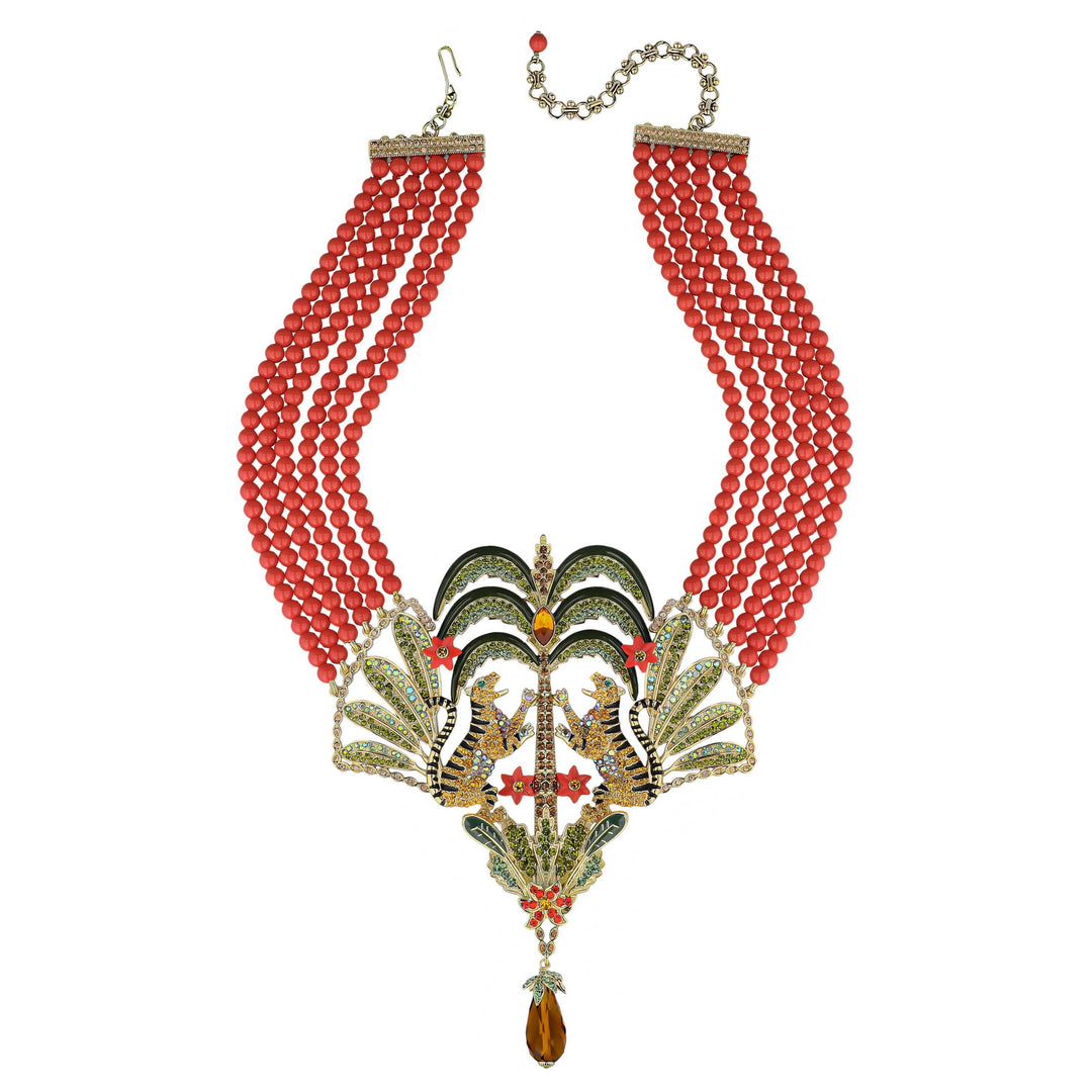 HEIDI DAUS®"Tale Of Two Tigers" Beaded Crystal Tiger Necklace HEIDI DAUS®