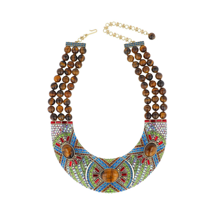 HEIDI DAUS® "Masterful Mosaic" Genuine Tiger's Eye Art Deco Necklace