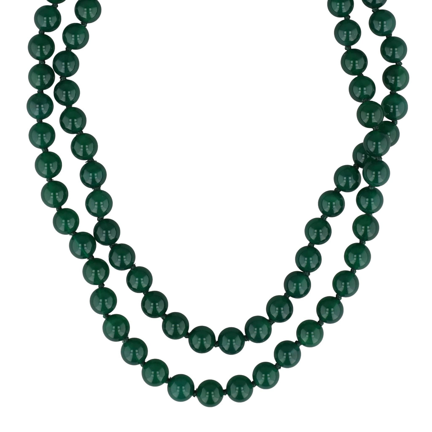 Heidi Daus® Elegant Essentials “Genuine Green Agate Grande Strand Necklace”