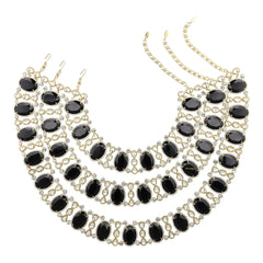 Heidi Daus Moda Roma Grandezza three-row statement necklace in jet black and clear crystals — product detail, view 1