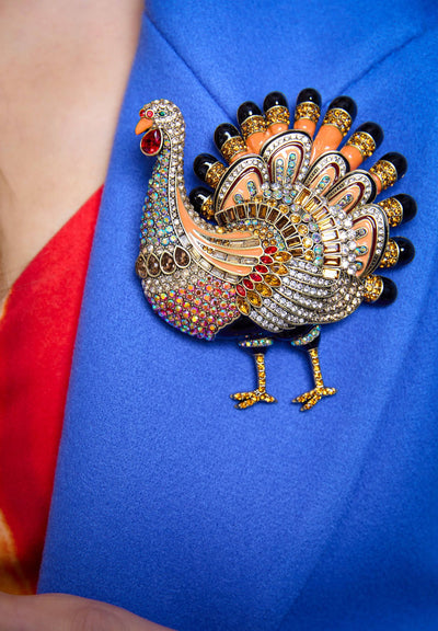 HEIDI DAUS®"Tilly Turkey" Crystal & Enamel Turkey Pin