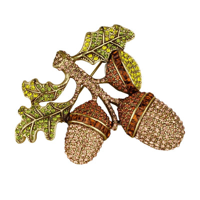 Heidi Daus® "Autumn Artistry" Crystal Acorn Pin/Brooch – Fall & Thanksgiving Jewelry