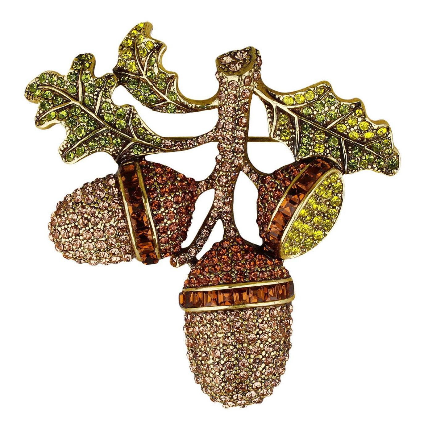 Heidi Daus® "Autumn Artistry" Crystal Acorn Pin/Brooch – Fall & Thanksgiving Jewelry