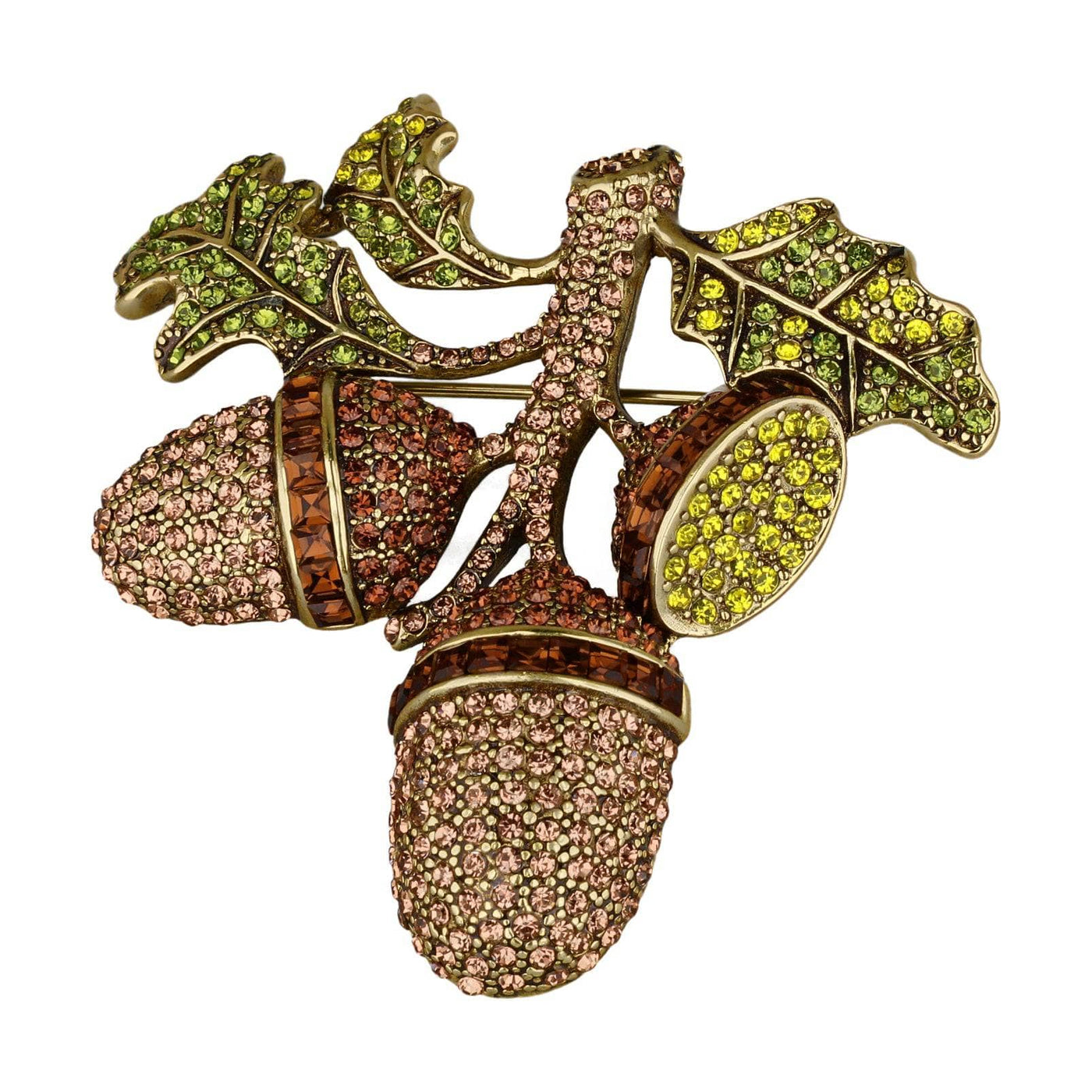 Heidi Daus® "Autumn Artistry" Crystal Acorn Pin/Brooch – Fall & Thanksgiving Jewelry
