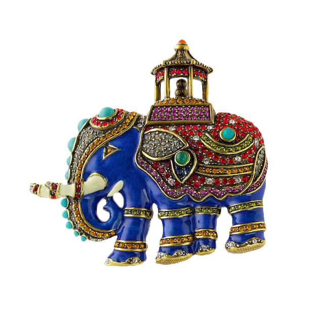 HEIDI DAUS®"Queen Of Siam" Enamel Beaded Crystal Elephant Pin
