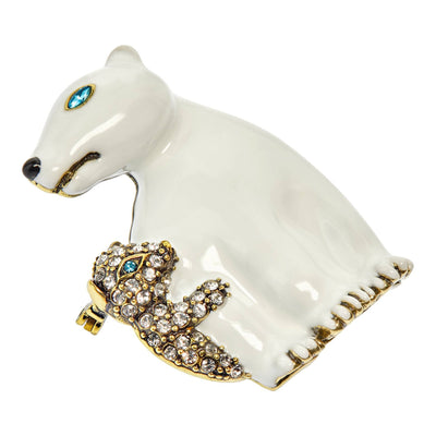 HEIDI DAUS®"Petite Polar Vortex"Crystal & Enamel Polar Bear Pin