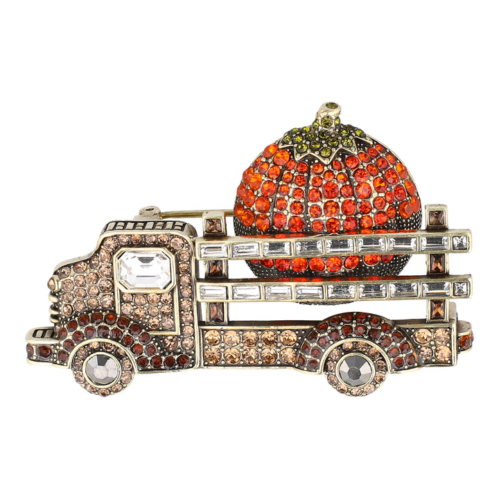HEIDI DAUS® “Harvest Hauler” Crystal Pumpkin Truck Brooch