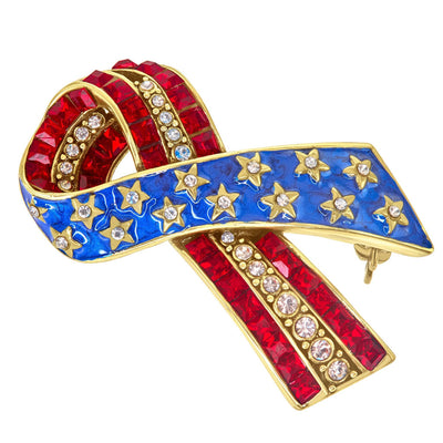 Heidi Daus® "Ribbon of Unity" Crystal & Enamel Patriotic Pin