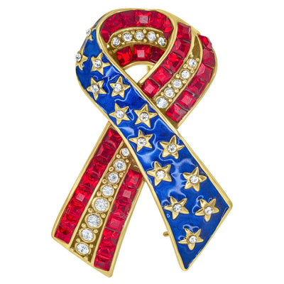 Heidi Daus® "Ribbon of Unity" Crystal & Enamel Patriotic Pin