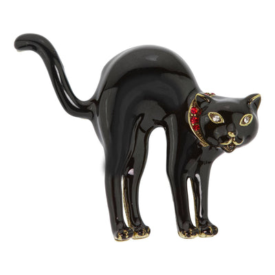 HEIDI DAUS®"Scardy Cat" Enamel & Crystal Halloween Cat Pin