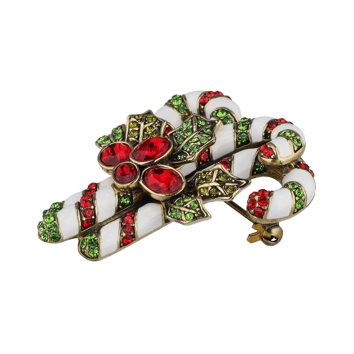 HEIDI DAUS "Peppermint Pretty" Crystal & Enamel Candy Cane Pin/Brooch