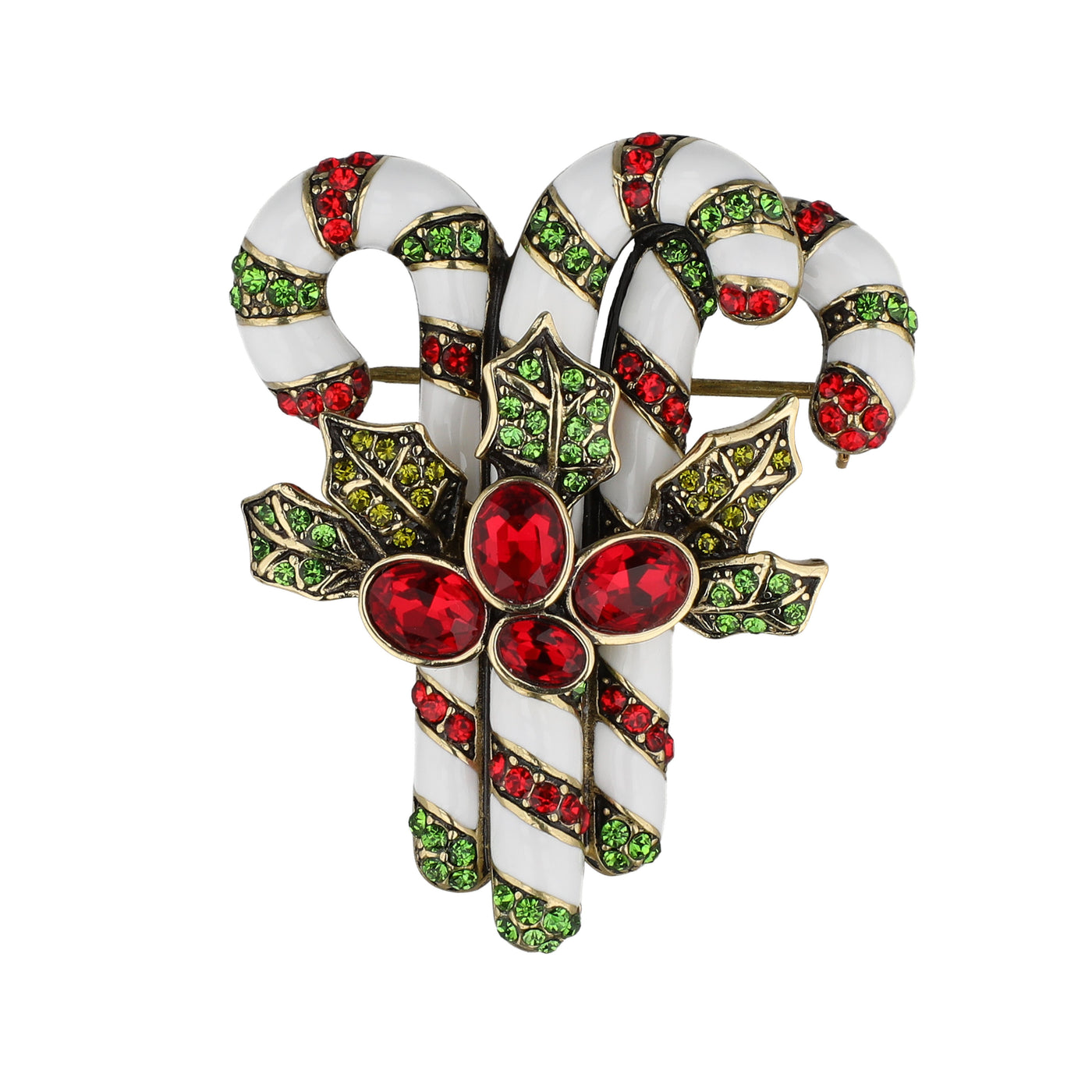 HEIDI DAUS "Peppermint Pretty" Crystal & Enamel Candy Cane Pin/Brooch