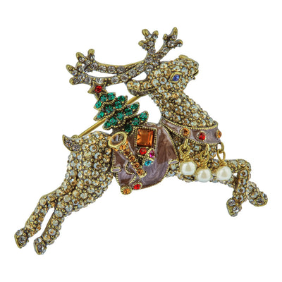 Heidi Daus® "Reindeer Delivery" Crystal & Enamel Reindeer Pin