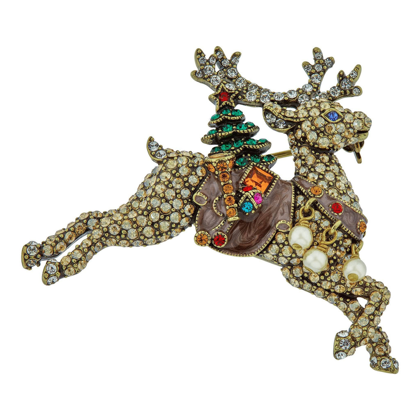 Heidi Daus® "Reindeer Delivery" Crystal & Enamel Reindeer Pin