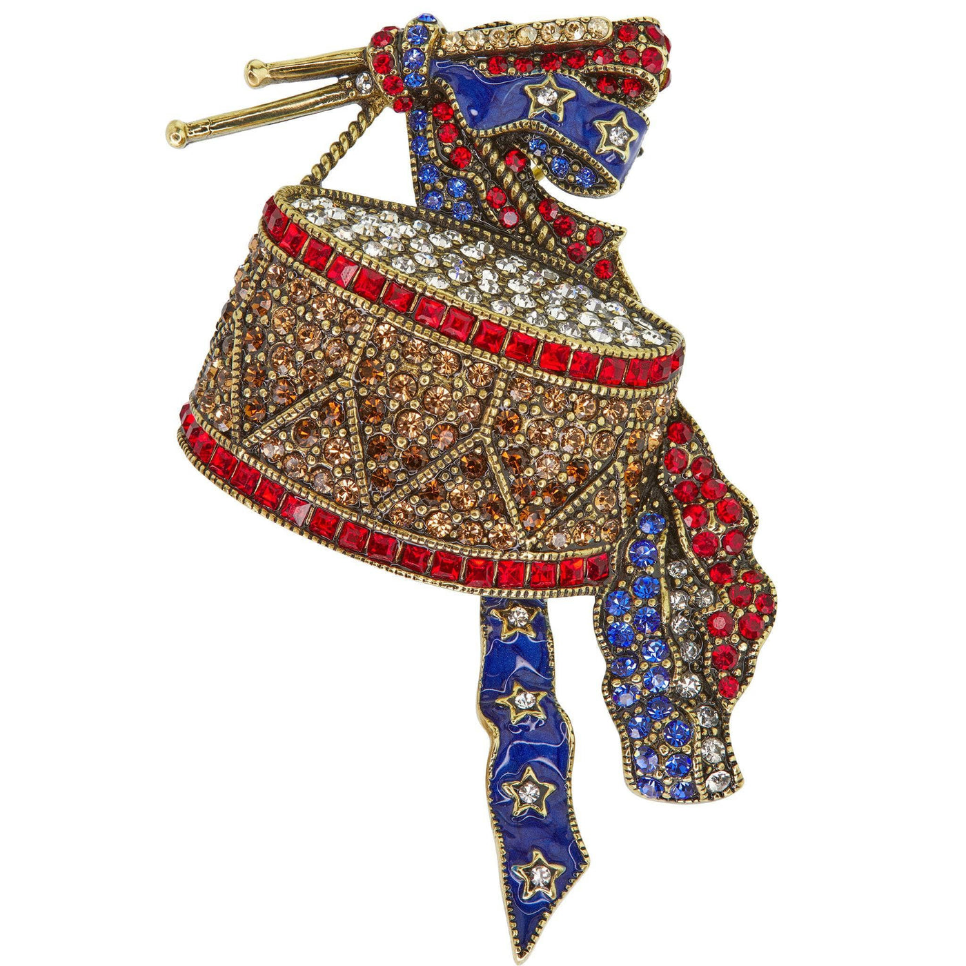 HEIDI DAUS®"The Beat Goes On" Crystal & Enamel Patriotic Drum Pin