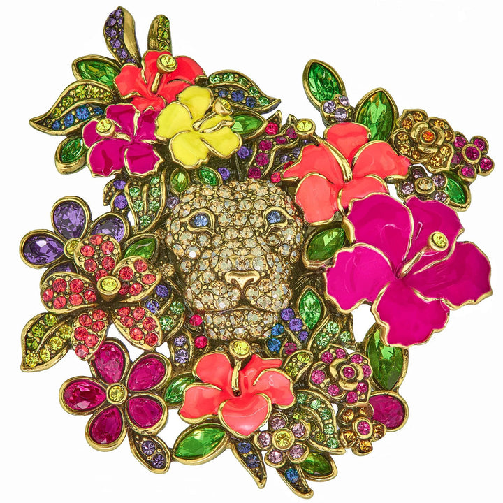 HEIDI DAUS®"Fiercely Floral" Crystal & Enamel Floral Lion Pin HEIDI DAUS®