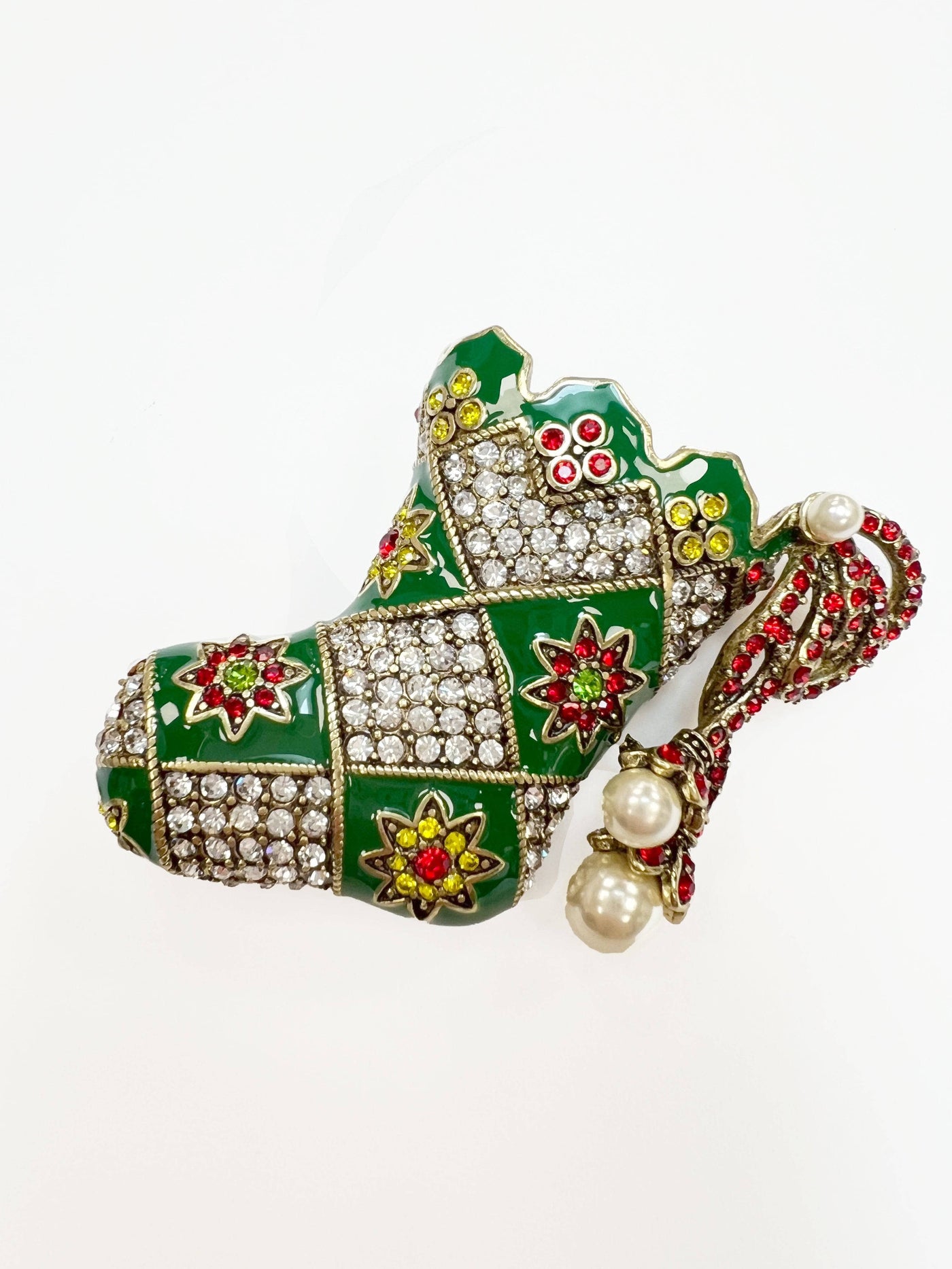 Heidi Daus®"Quilted Christmas Stocking" Crystal & Enamel Stocking Pin