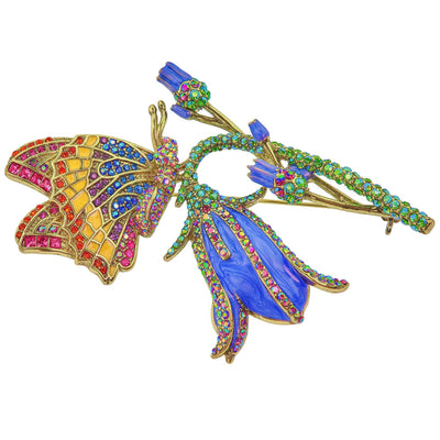 HEIDI DAUS®"Delicate Landing" Enamel  &  Crystal Floral Butterfly Pin