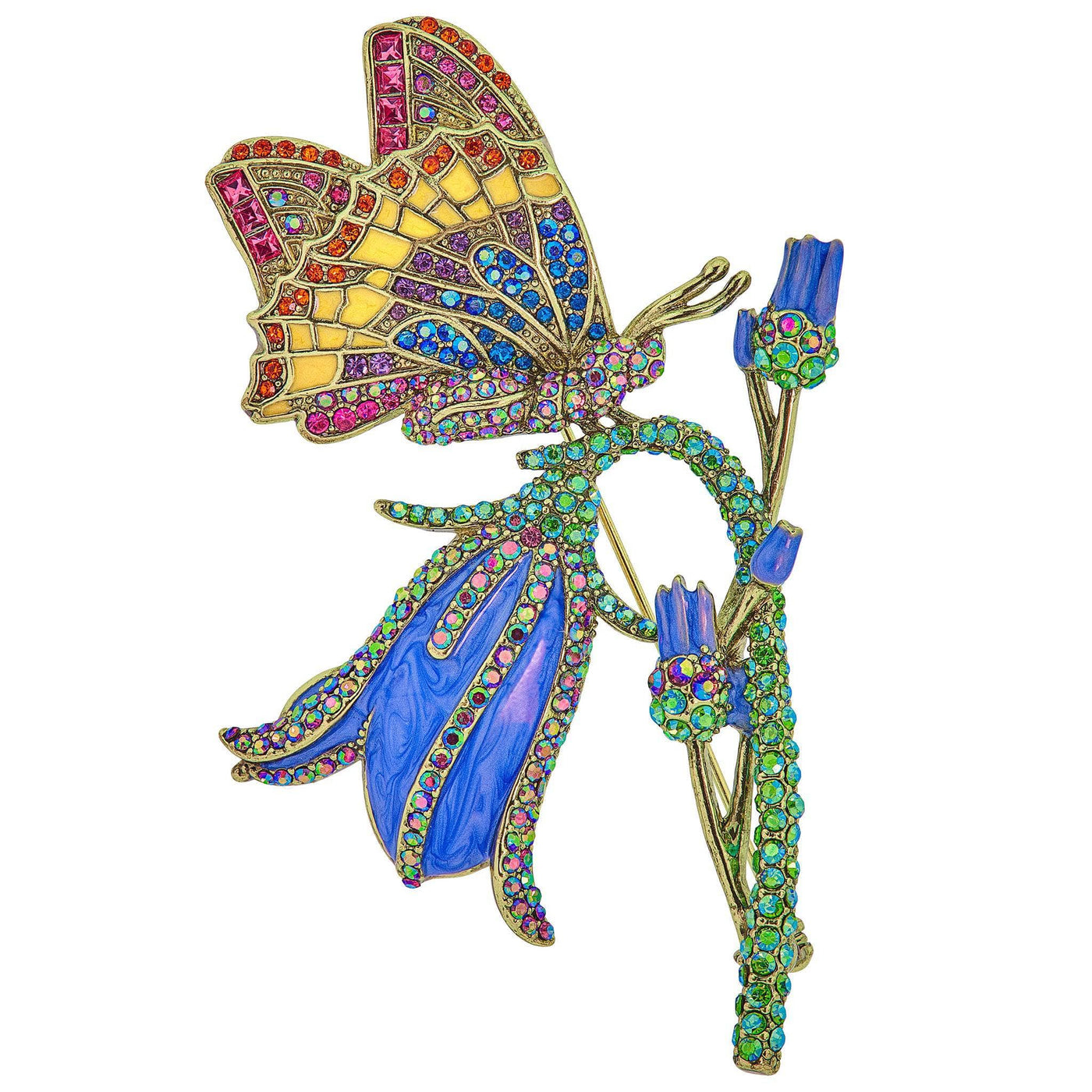 HEIDI DAUS®"Delicate Landing" Enamel  &  Crystal Floral Butterfly Pin