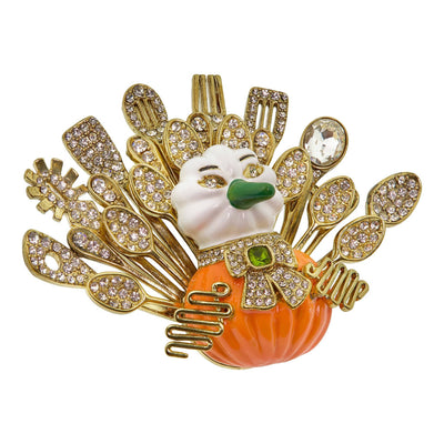 Heidi Daus® "Gobbling Gourmet" Crystal & Enamel Turkey Pin