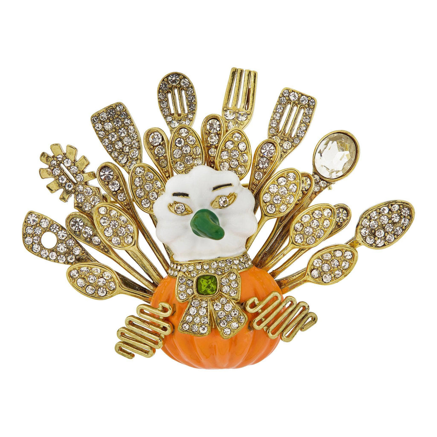 Heidi Daus® "Gobbling Gourmet" Crystal & Enamel Turkey Pin