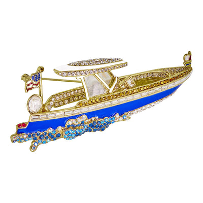 Heidi Daus®"Sparkling On The Bay" Crystal & Enamel Boat Pin