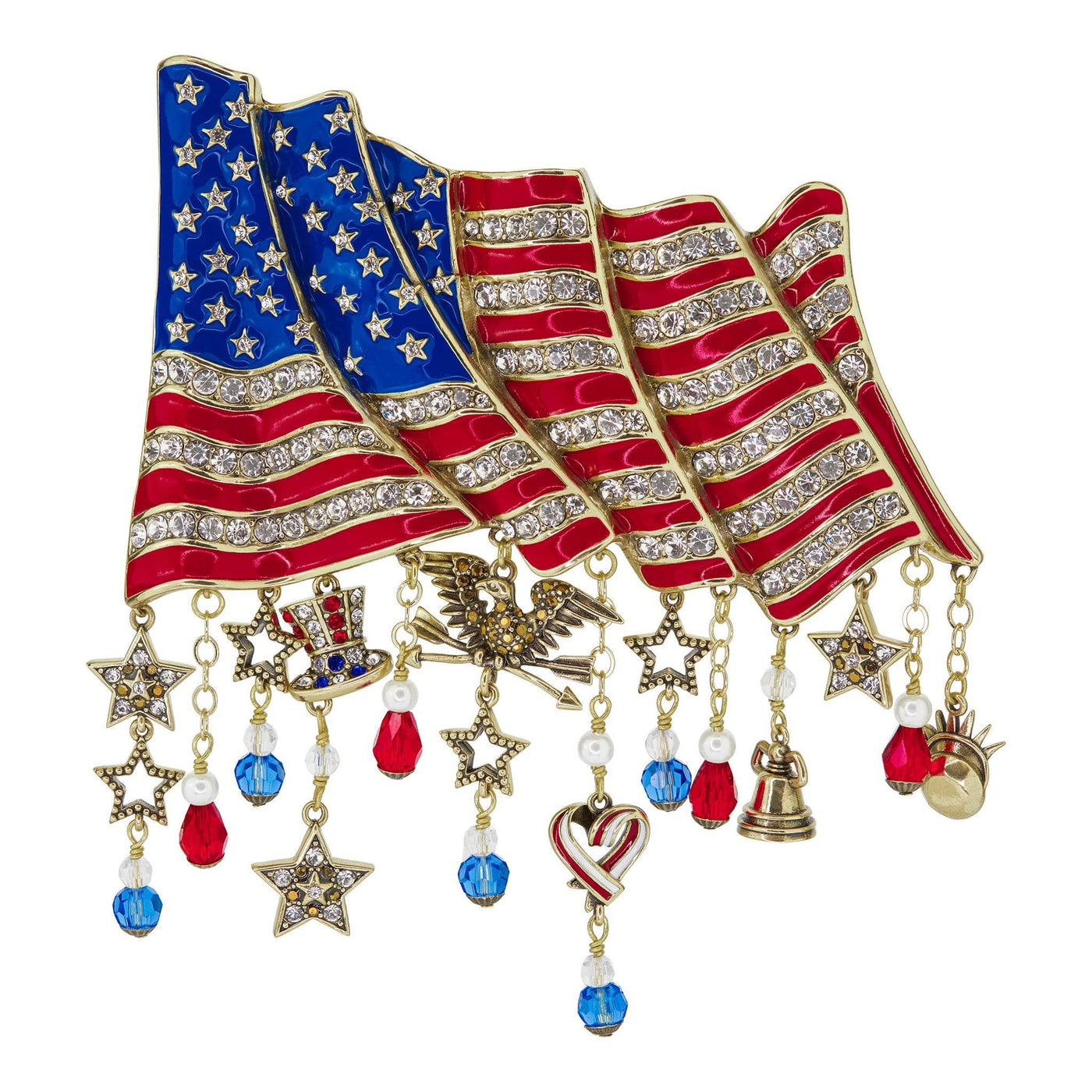 HEIDI DAUS® "Gallantly Streaming" Beaded Crystal Patriotic Flag Pin