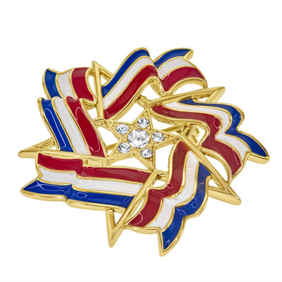 HEIDI DAUS®"Live Free & Sparkle" Crystal & Enamel Patriotic Pin
