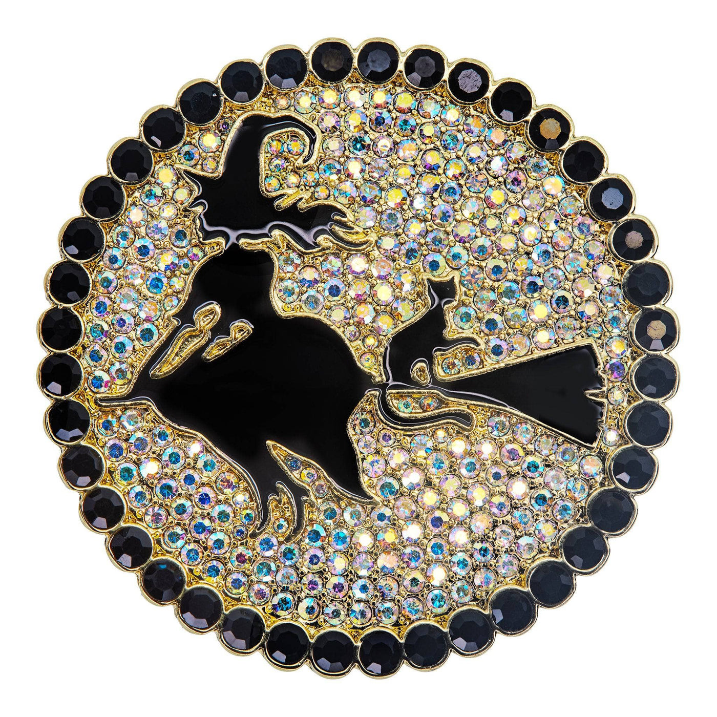 Heidi Daus® "Moonlight Cruise"Crystal & Enamel Witch Pin