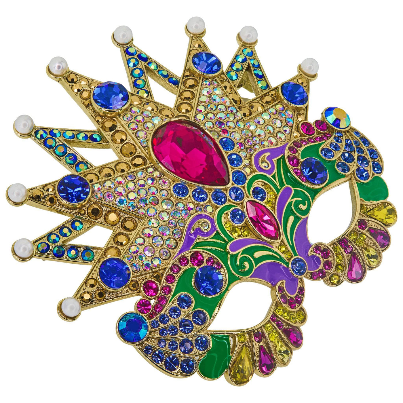 HEIDI DAUS®"Masked Merriment" Beaded Crystal & Enamel Mardi Gras Pin