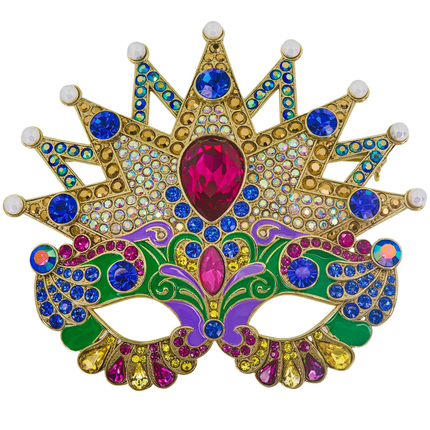 HEIDI DAUS®"Masked Merriment" Beaded Crystal & Enamel Mardi Gras Pin