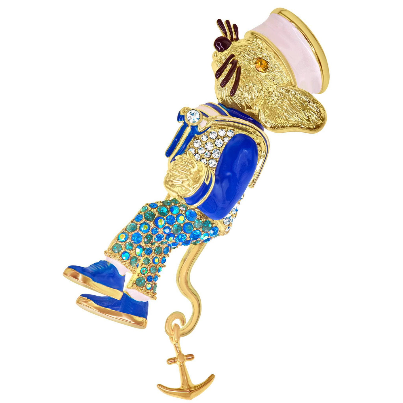 Heidi Daus®"Admiral Mouse" Crystal & Enamel Navy Mouse Pin