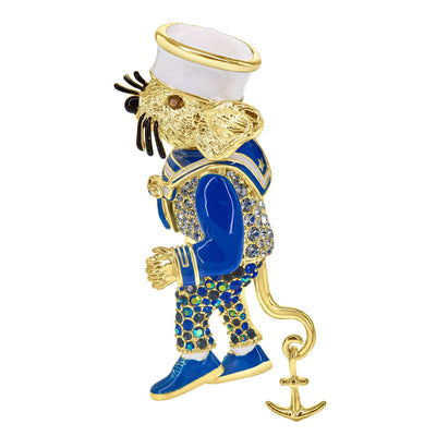 Heidi Daus®"Admiral Mouse" Crystal & Enamel Navy Mouse Pin