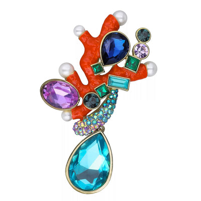 HEIDI DAUS® "O.K. Coral" Crystal & Enamel Coral Pin