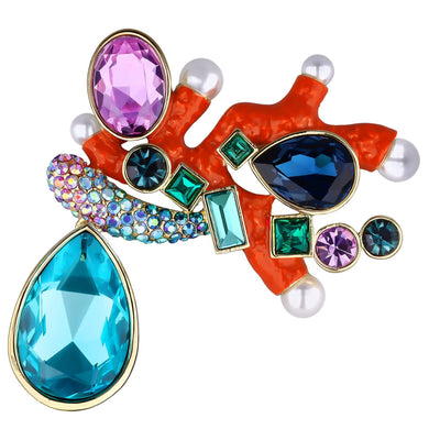 HEIDI DAUS® "O.K. Coral" Crystal & Enamel Coral Pin