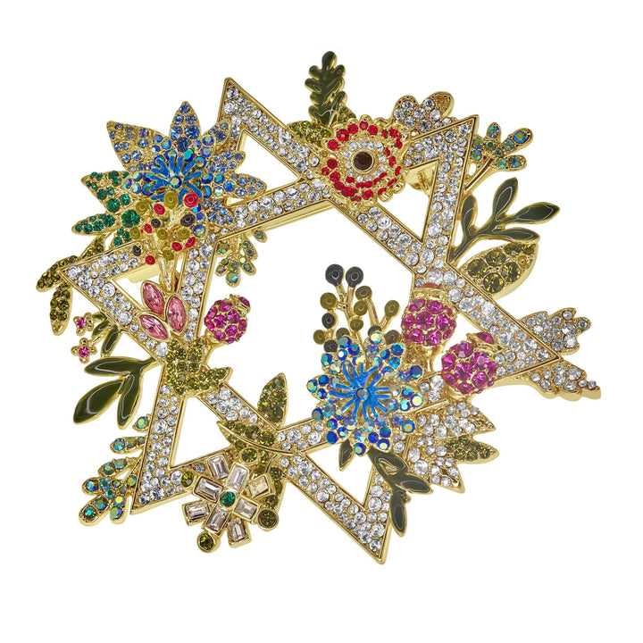 HEIDI DAUS® "Protection, Unity &amp; Hope" Crystal Floral Star of David Brooch HEIDI DAUS®