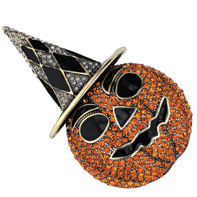 Heidi Daus jeweled pumpkin brooch with enamel and crystals
