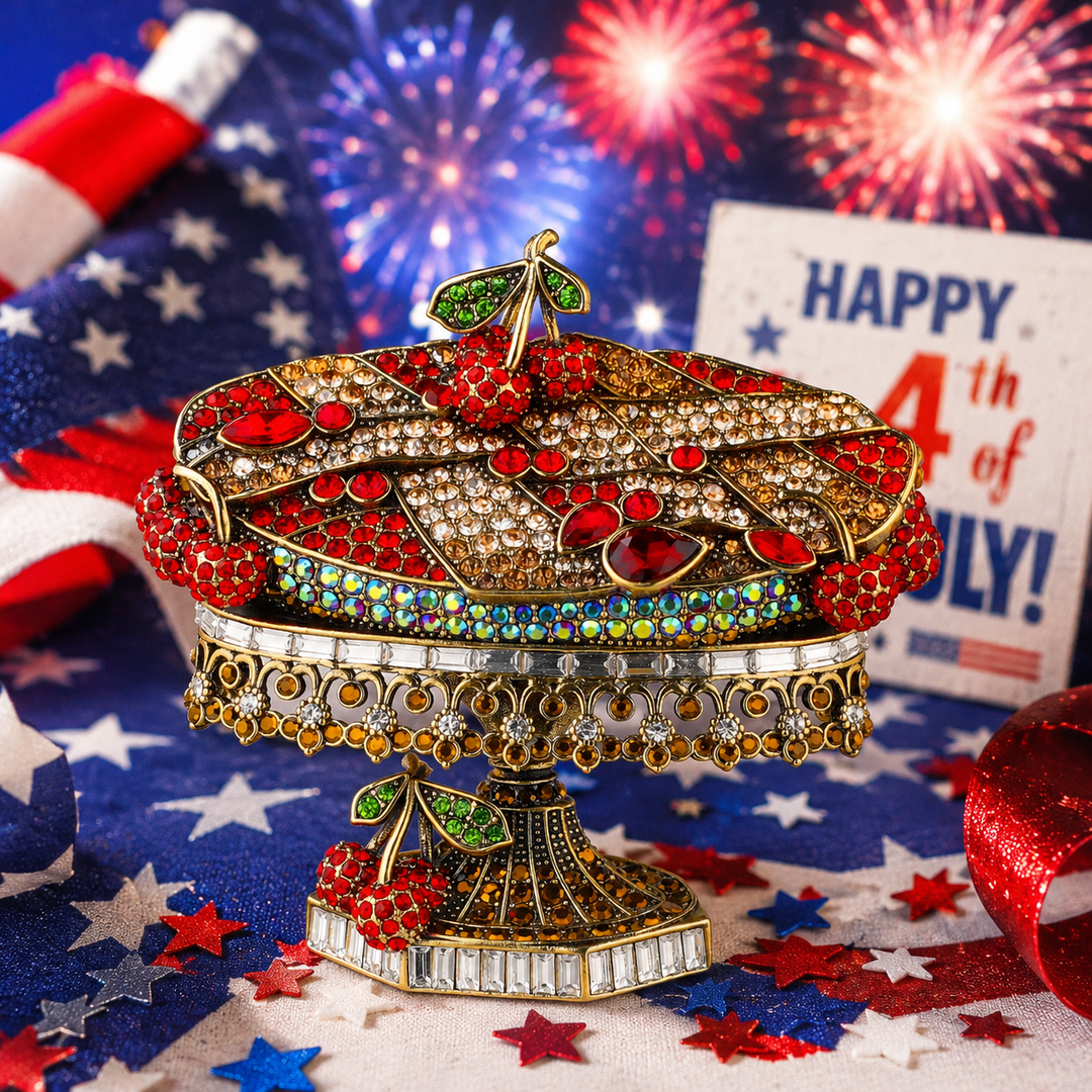Crystal Cherry Pie Pin | Patriotic Americana Brooch | HEIDI DAUS®