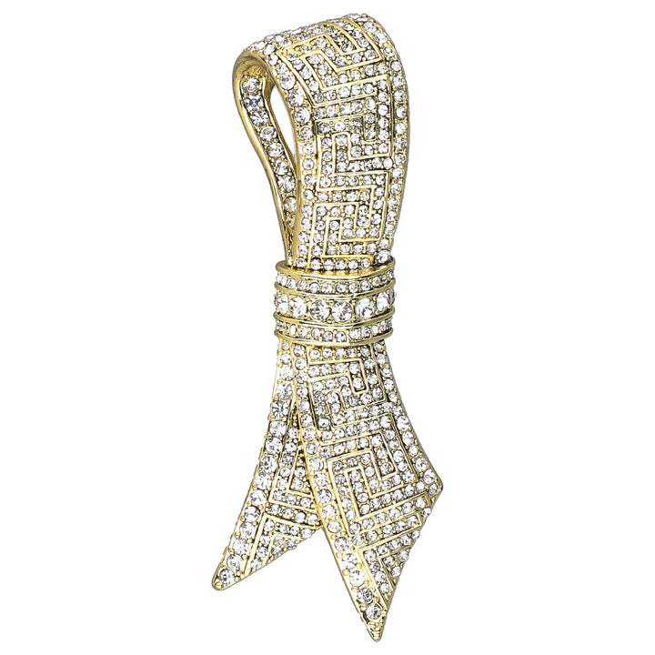 Heidi Daus® "Greek Key" Crystal Bow Brooch — view 6