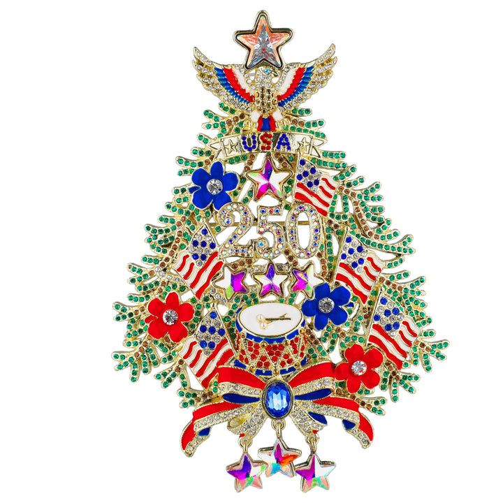 Heidi Daus® "Liberty & Light" 250th Patriotic Christmas Tree Brooch
