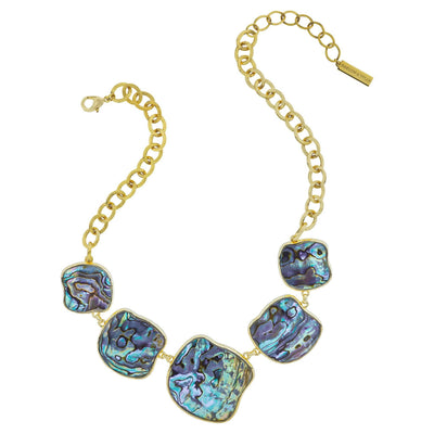 Harlow & Dylan By HEIDI DAUS®"Abalone Waves" Organic Shaped Station Necklace