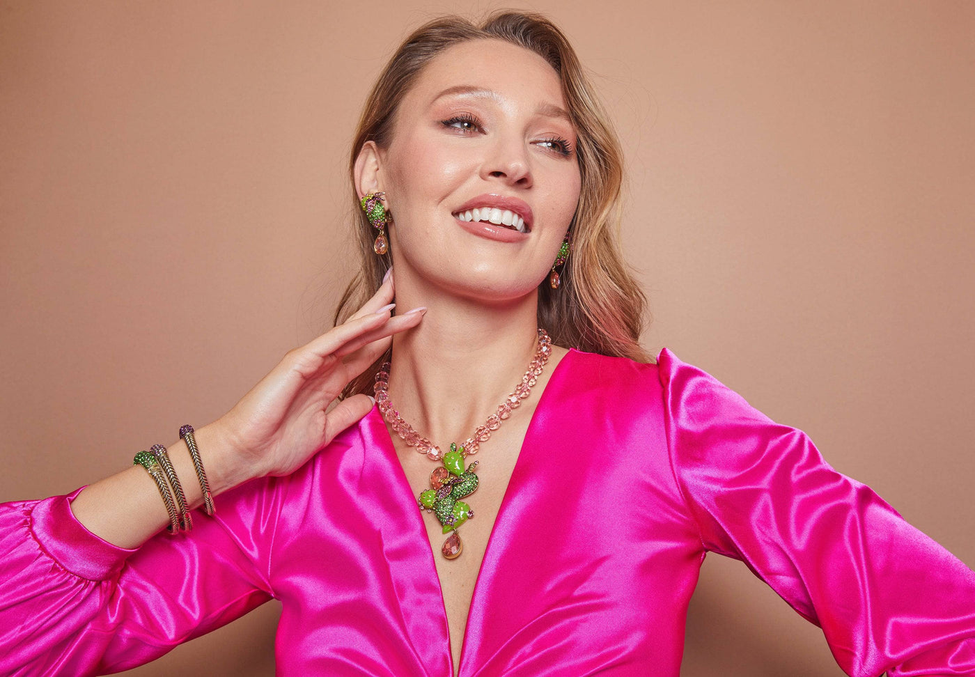 HEIDI DAUS® "Pretty Prickly Pear" Beaded Crystal  & Enamel Cactus Necklace