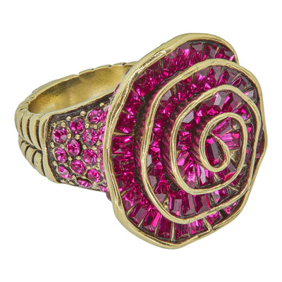 HEIDI DAUS®"Baguette Rose" Crystal Floral Ring