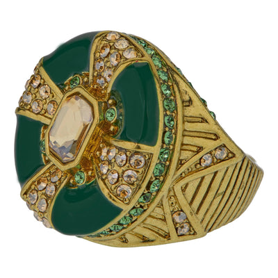 HEIDI DAUS® "Newport Chic Grande" Enamel & Crystal Deco Ring